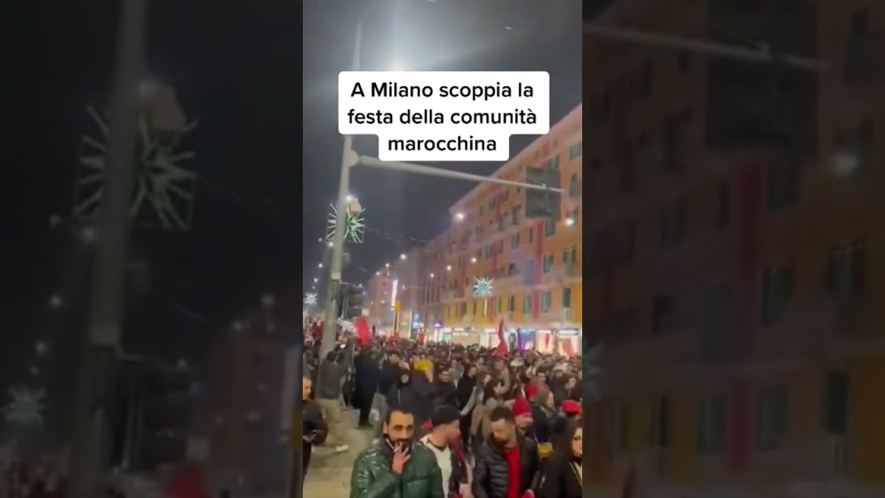 Semifinale mondiale e festa in strada! #liberoquotidiano #milano #marocco #qatar2022