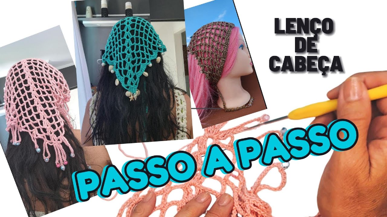 Bandana de Cabelo Crochê Passo a Passo #lençodecrochê #crochêpassoapasso #crochêiniciantes #crochet