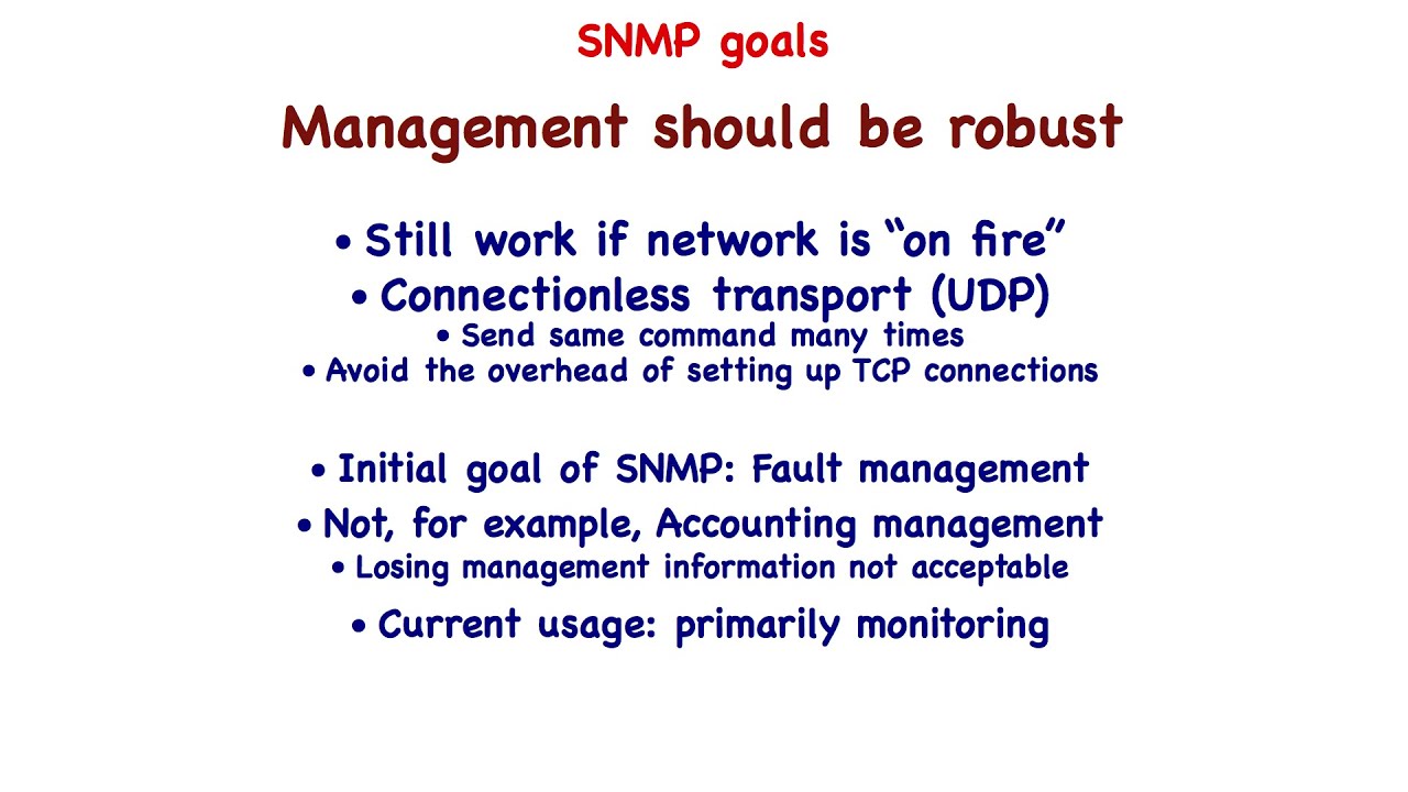 SNMP / Internet Management Goals