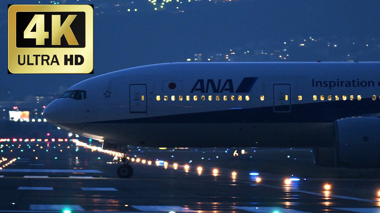 [4K] 大阪 伊丹空港 夜景 千里川 土手 300mmF2.8 ItamiBrilliantAirport 2017完全版 [BGV]