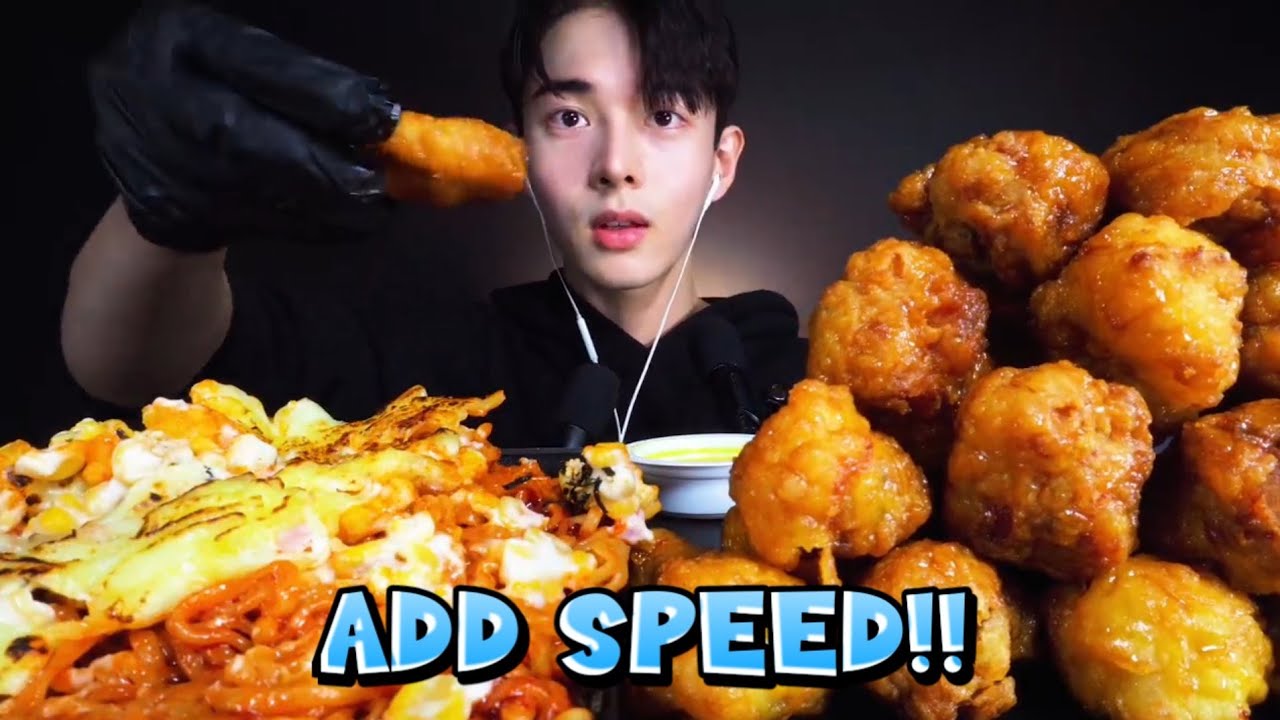 ChanSori Asmr🍗 FIRE CHICKEN n CHEESE NOODLES | add speed.