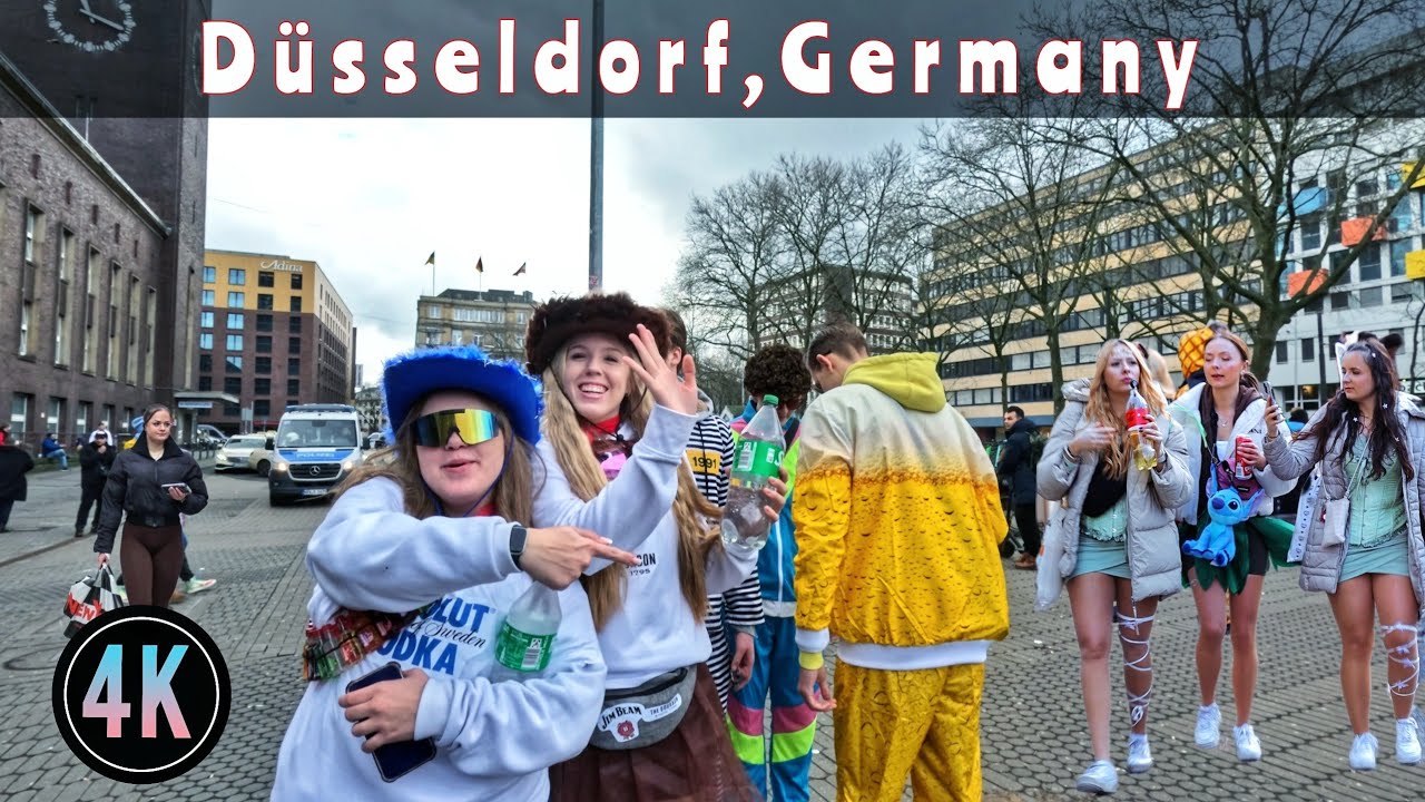 Düsseldorf Karneval #walking tour in Düsseldorf, Germany in the city center before carnival 4k HDR