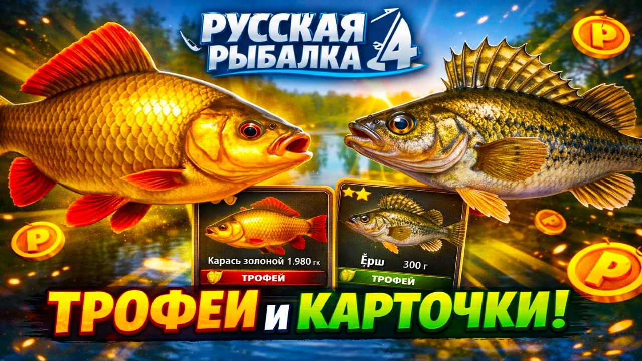 Русская Рыбалка 4 — ТРОФЕИ И КАРТОЧКИ | СЕРИЯ 7
