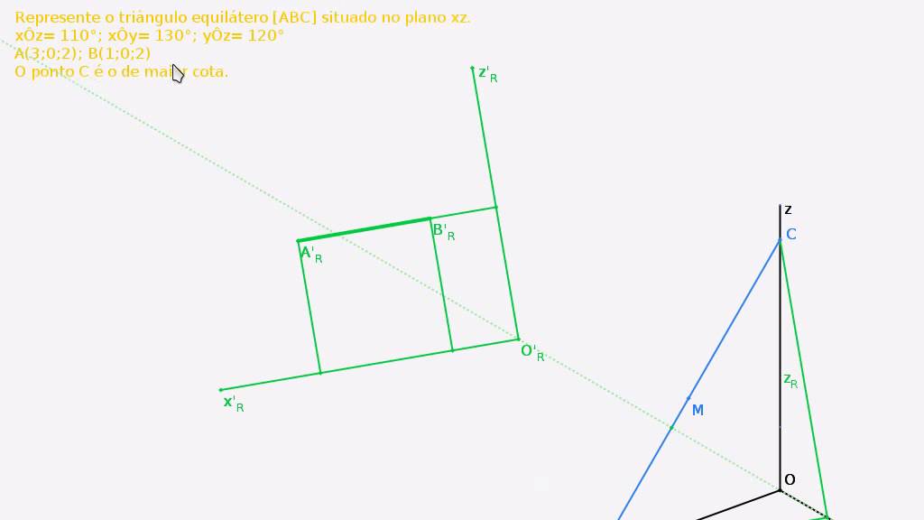 4.3 - Trimetria - Polígono num dos planos coordenados (Triângulo no plano xz)