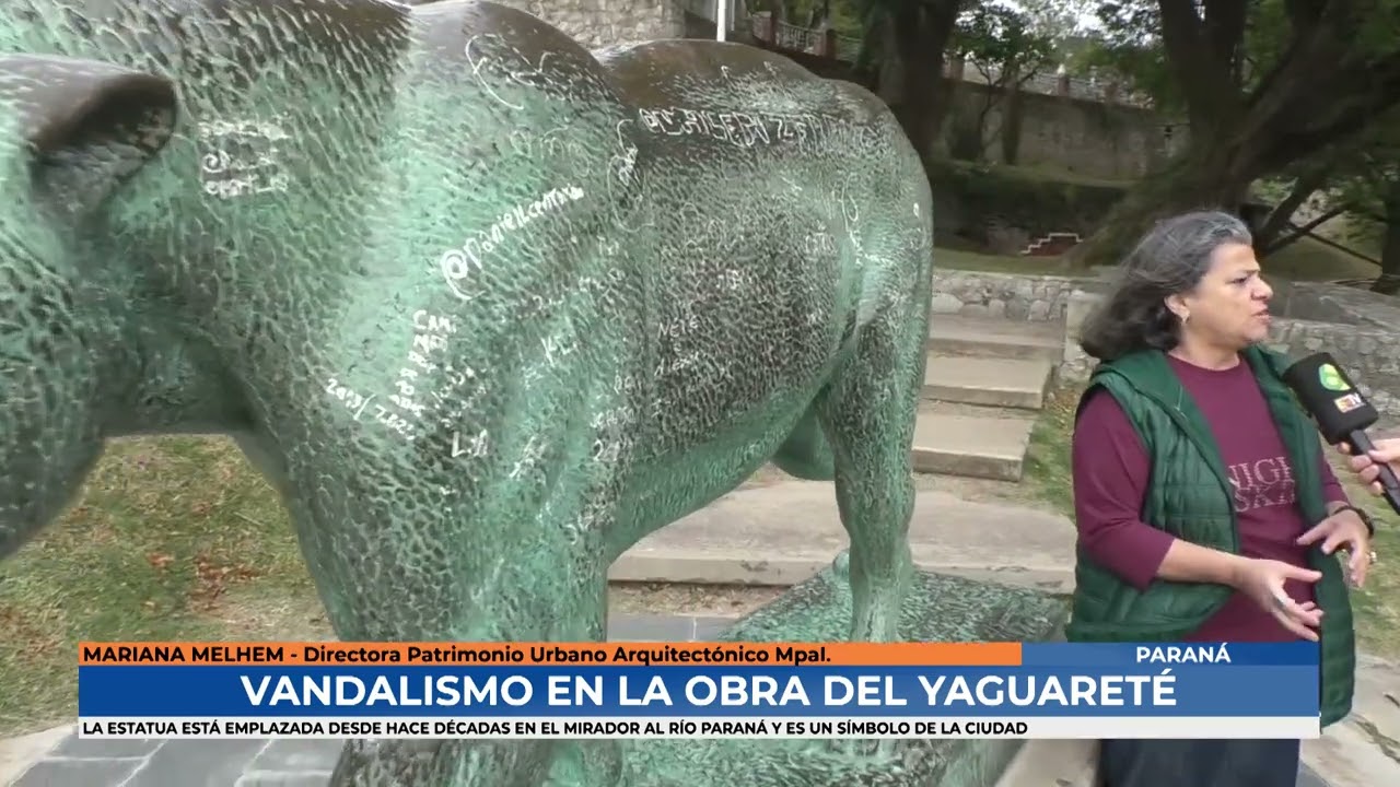 Mariana Melhem - Vandalismo en la obra del Yaguarete que se encuentra en el parque Urquiza