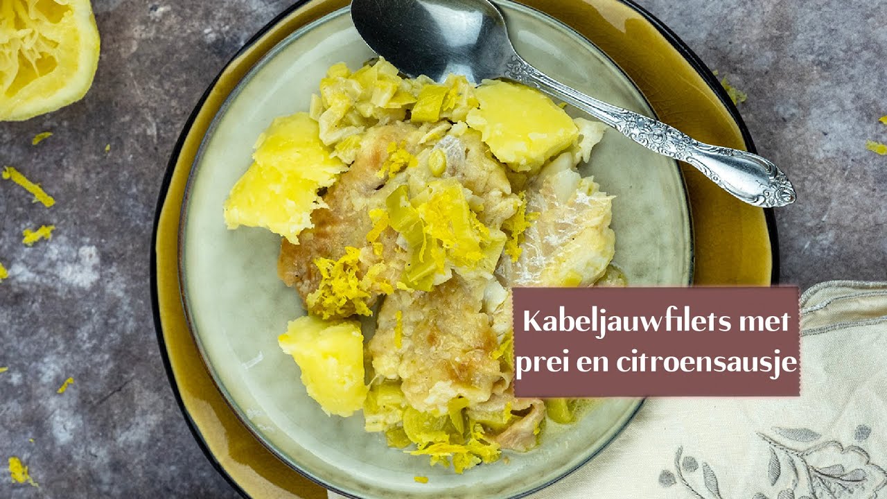 Kabeljauwfilets met prei en citroensausje