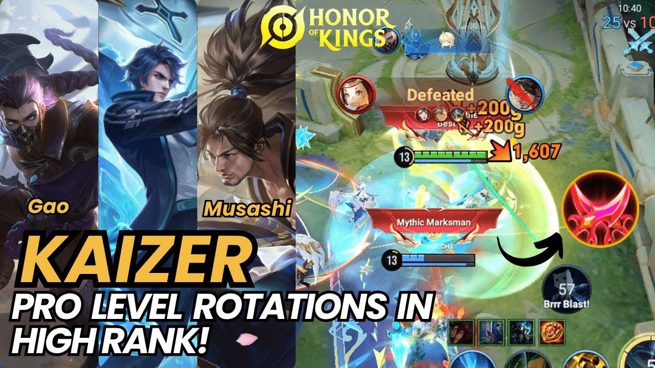 PRO ROTATIONS WIN GAMES! Kaizer x Musashi x Gao High Rank Domination | Honor of Kings