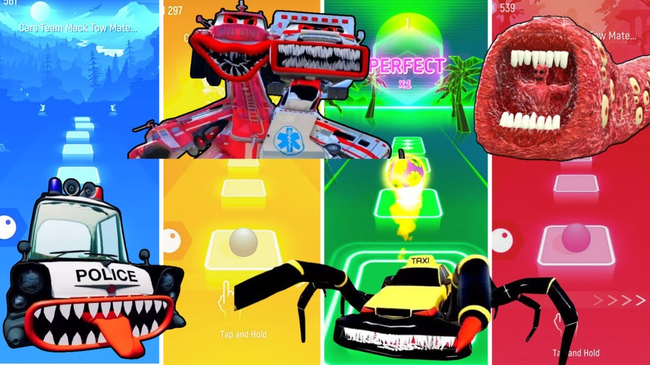 Police car monster vs Ambulance twince head vs Taxi eater vs Train eater edm rush
