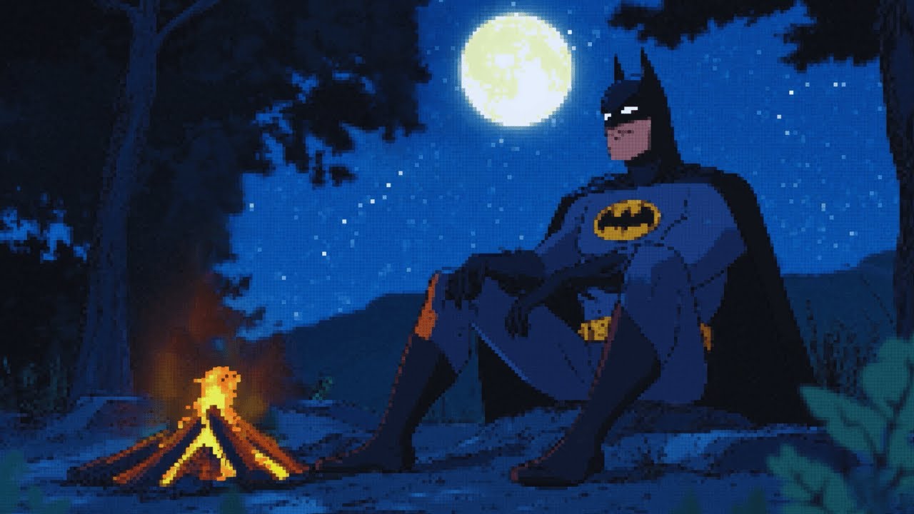 "Batman’s Chill Night 🌙 Lofi Beats by the Campfire | Relaxing Ambience Under Gotham’s Moon 🦇🔥"