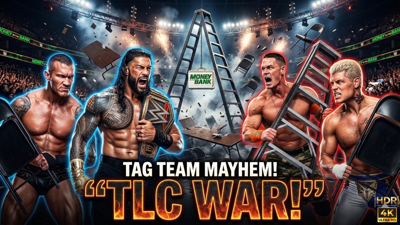 Roman Reigns & Randy Orton vs John Cena & Cody Rhodes – TLC Tag Team Match | WWE 2K25