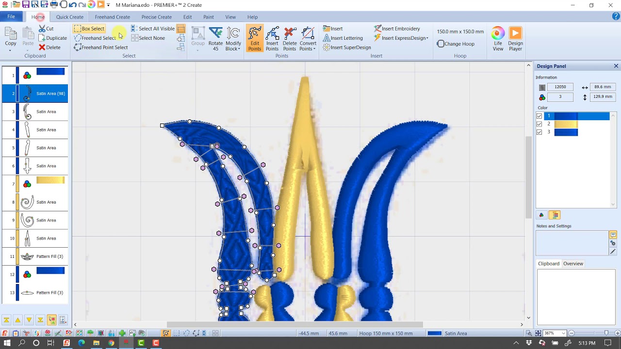 PREMIER+ 2: Long Stitches in Satin Columns