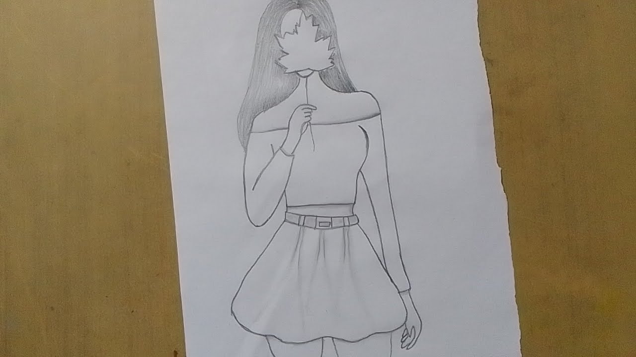 Girl cover her face with Leaf 🍁 drawing ll drawing ideas ll #drawing #drawingtutorial #pencilart