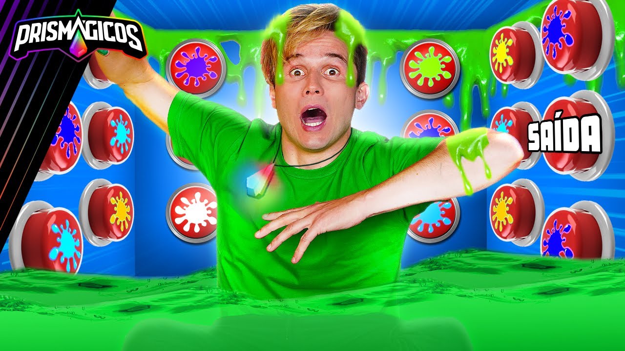 100 BOTÕES MISTERIOSOS DE SLIME MAS SÓ UM DEIXA VOCÊ ESCAPAR ! | WebSérie Prismágicos