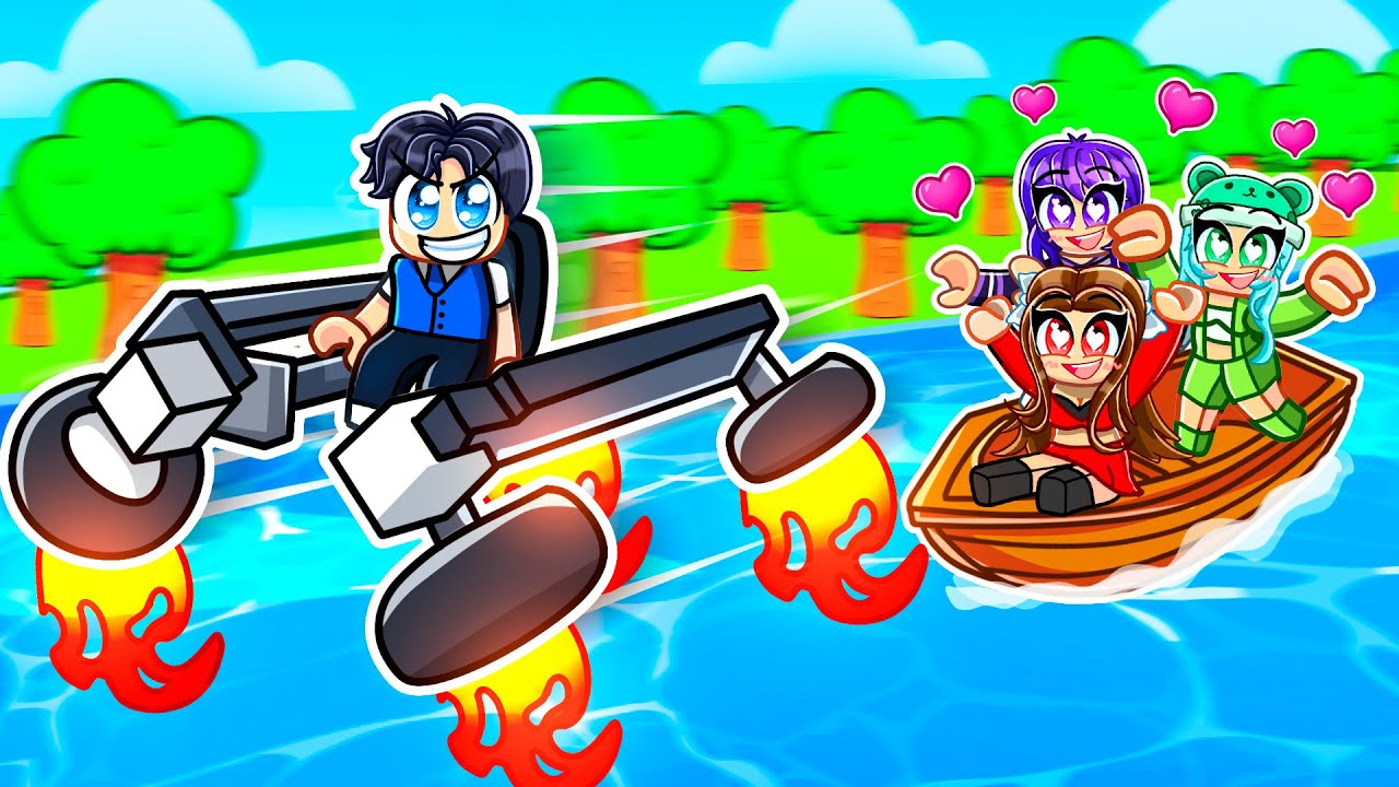 RIZZING Girls With A FLYING HOVERCAR In Roblox BUILD A BOAT!