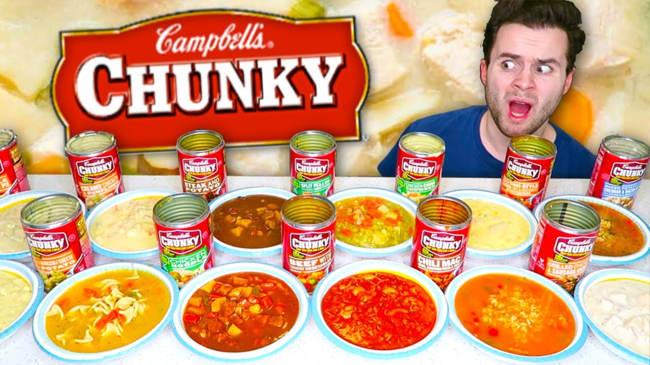 I tried every kind of CHUNKY Campbell's Soups... Best & Worst! Chili Mac, Cheesy Potato, and MORE!