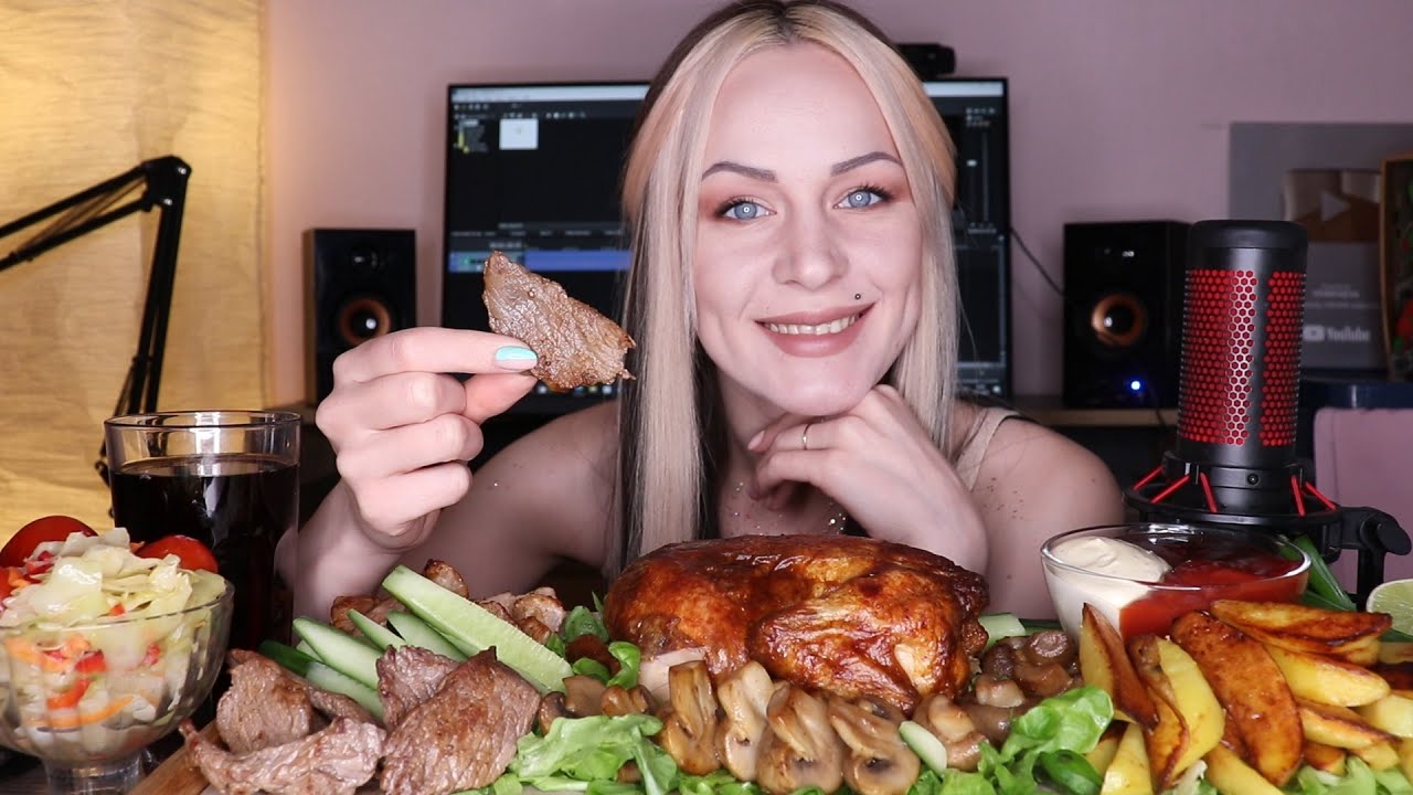 MUKBANG | Курица, свинина, говядина, овощи, соусы | Chicken, pork, beef, vegetables, sauces не ASMR