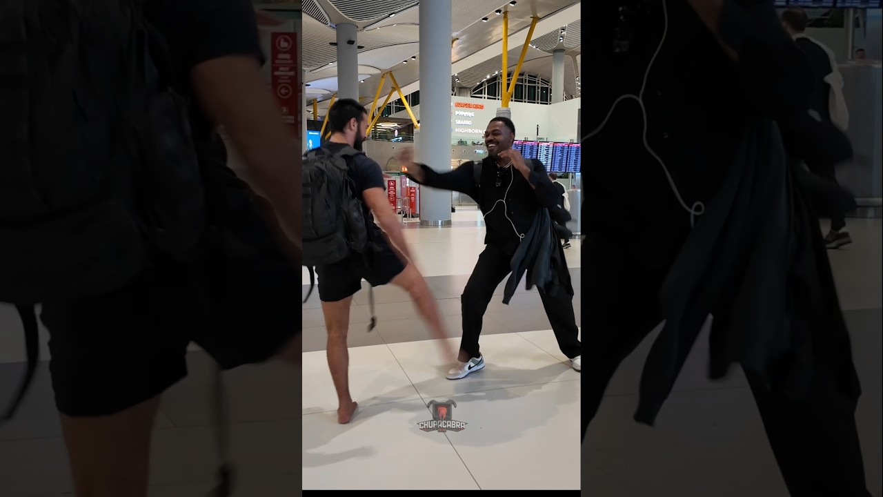Jon Jones SPARS a fan at the Airport?! (He Actually Did It)