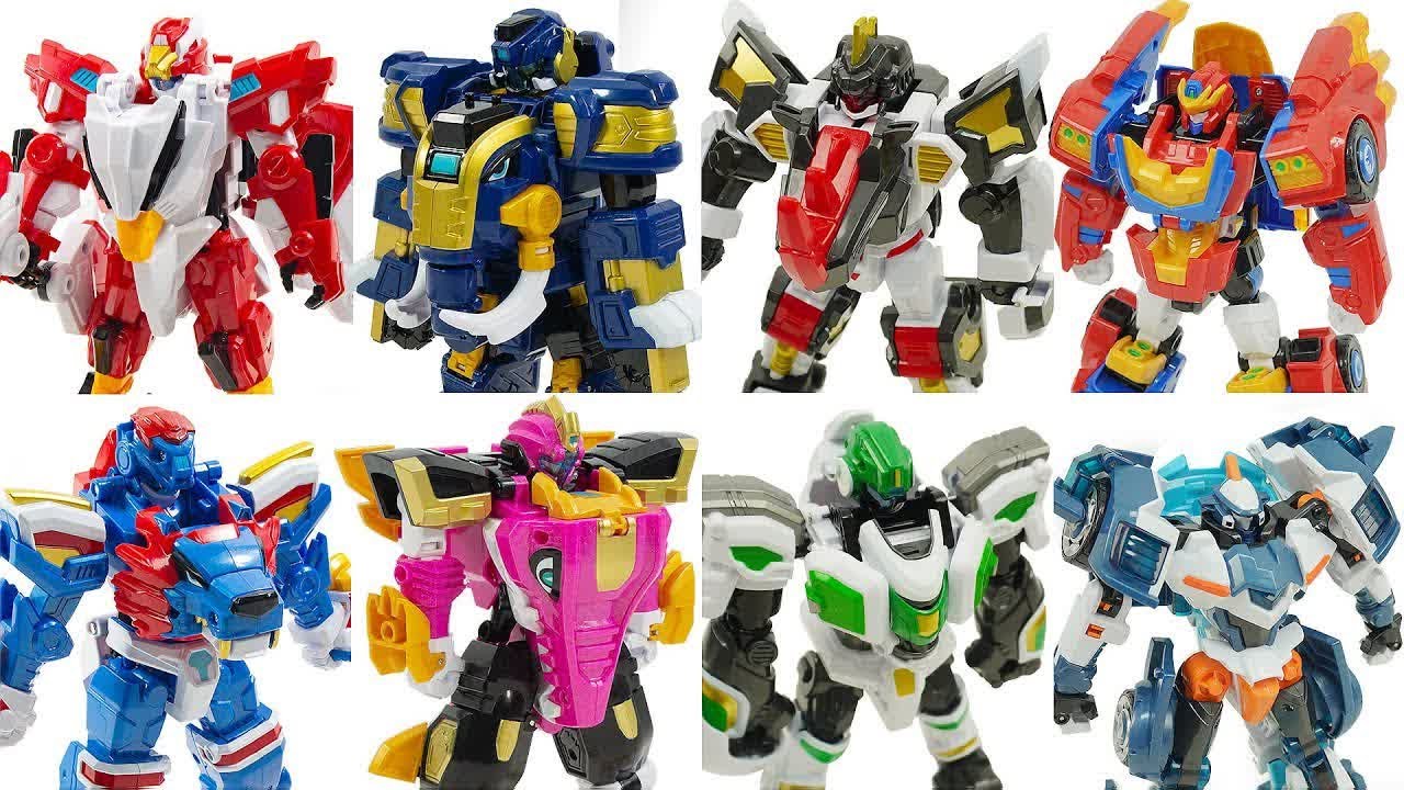 Miniforce Animal Tron JawsCop Leo cop Lion Hawk Crocker Ellie Cora Big Kong Transformation