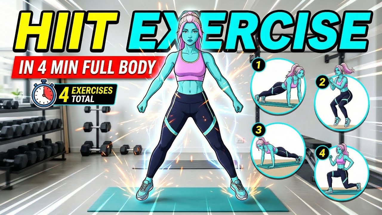 ​4 Minute Full Body HIIT Workout (NO REPEATS & NO EQUIPMENT!)