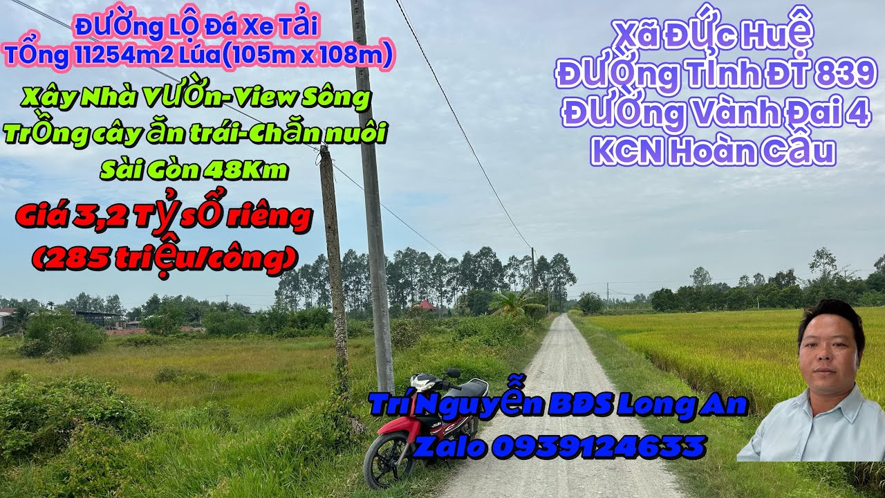Tập 528:Xây Nhà Vườn Nghĩ Dưỡng-View Sông,Xã Đức Huệ,KCN Hoàn Cầu-Đường Vành Đai 4-Đường Tỉnh ĐT 839