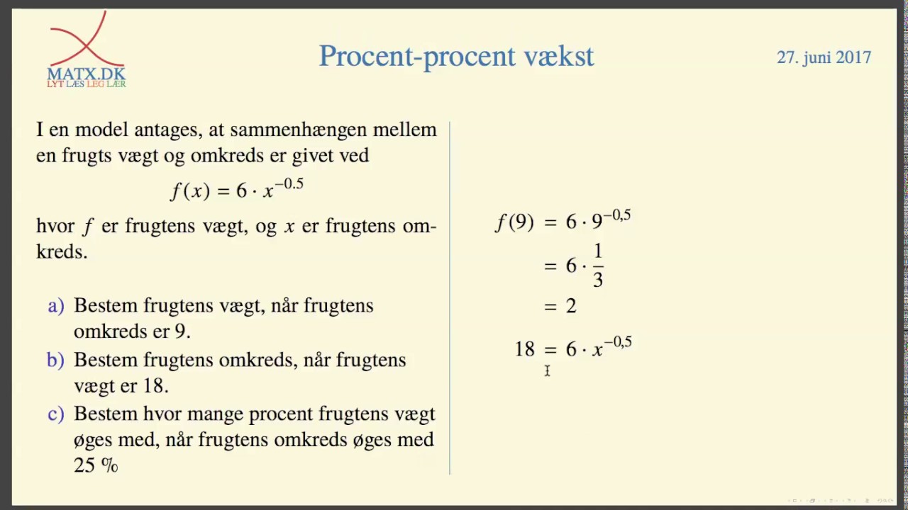 Potensfunktion - Procent procent vækst