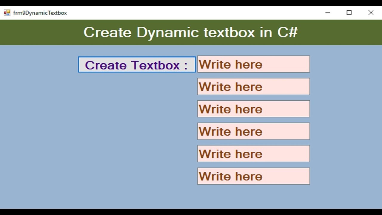 How to create textbox dynamically in C#