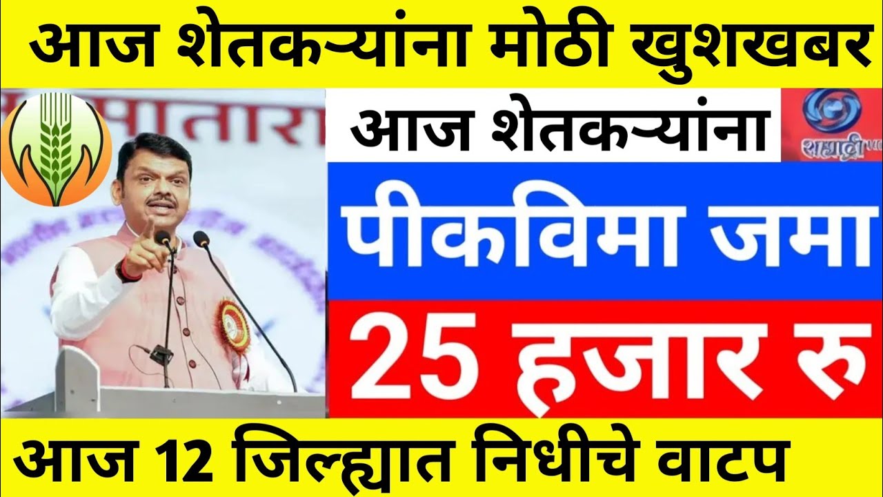 पिक विमा सरसकट जमा आज | pik vima 2025 new update | Pik vima yojana |#pikvima 2026