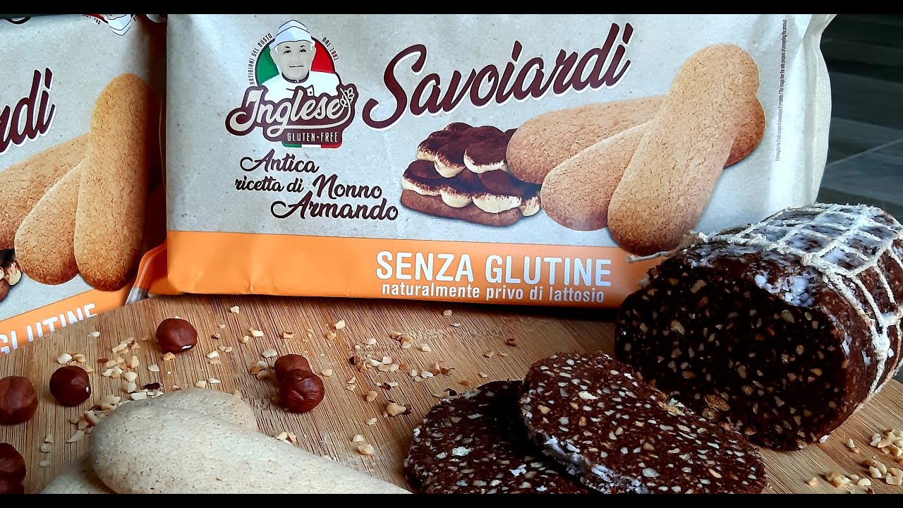 SALAME AL CIOCCOLATO E NOCCIOLE senza glutine con i Savoiardi di INGLESE GLUTEN FREE