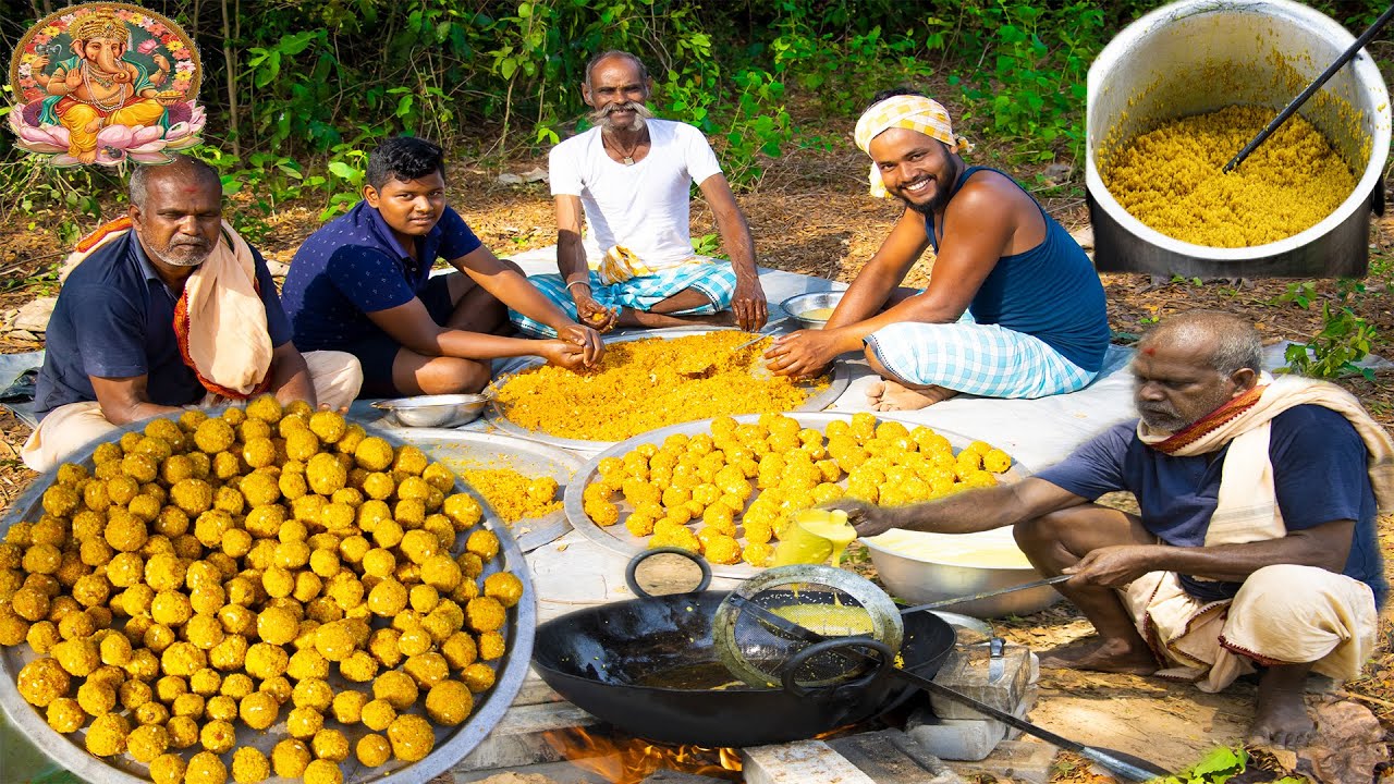 500 LADDU making | ଗାଁ ରେ ମଗଜ ଲଡୁ ତିଆରିହେଲା | Boondi Laddu recipe making in Village | Indian Sweets.