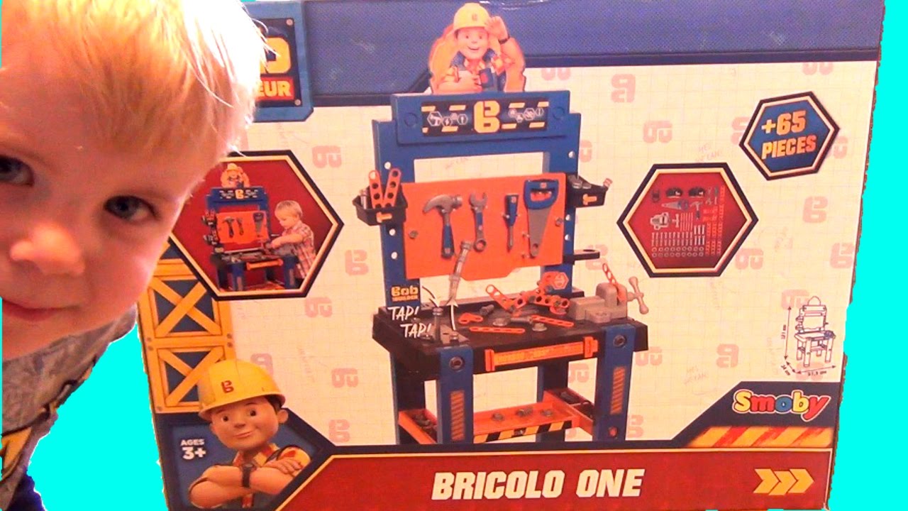 Bob The Builder Bricolo One Work Station Playset Toy Review Unboxing & Kid Test by Smoby
