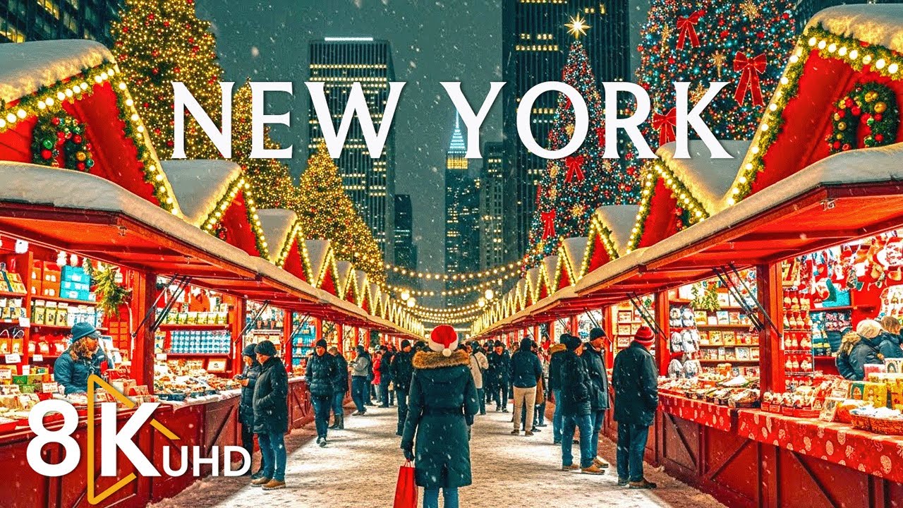 Christmas in New York City 8K 🎄✨ Magical Holiday Lights & Festive Winter Streets