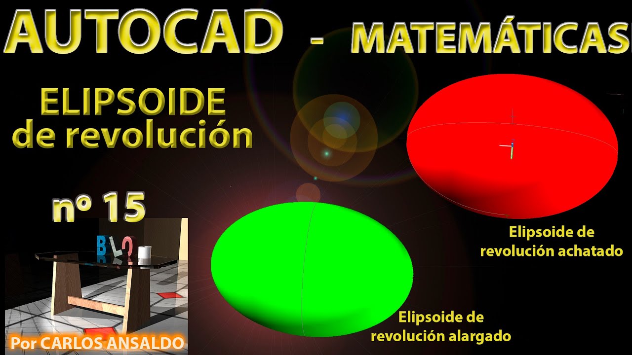 15 - ELIPSOIDE de revolución: alargado o prolato - achatado u oblato - esfera - AUTOCAD - Autolisp
