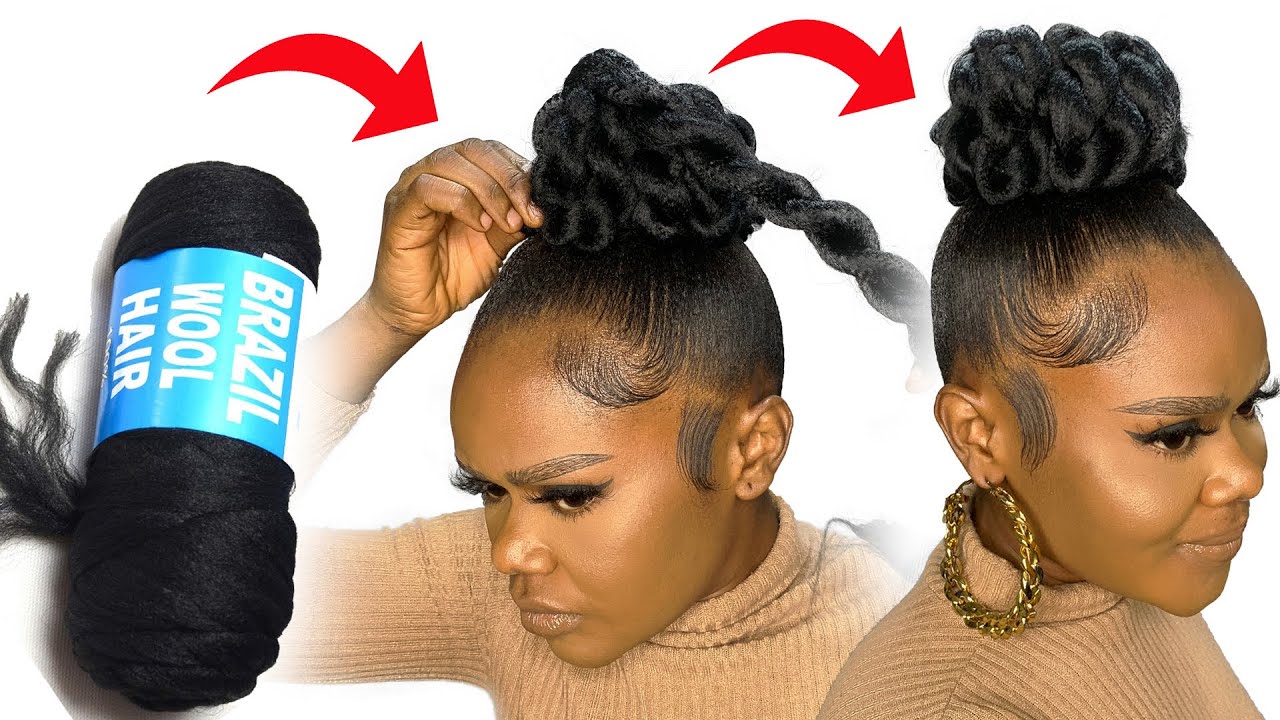 😱 10 MINUTES QUICK HAIRSTYLE USING BRAZILIAN WOOL
