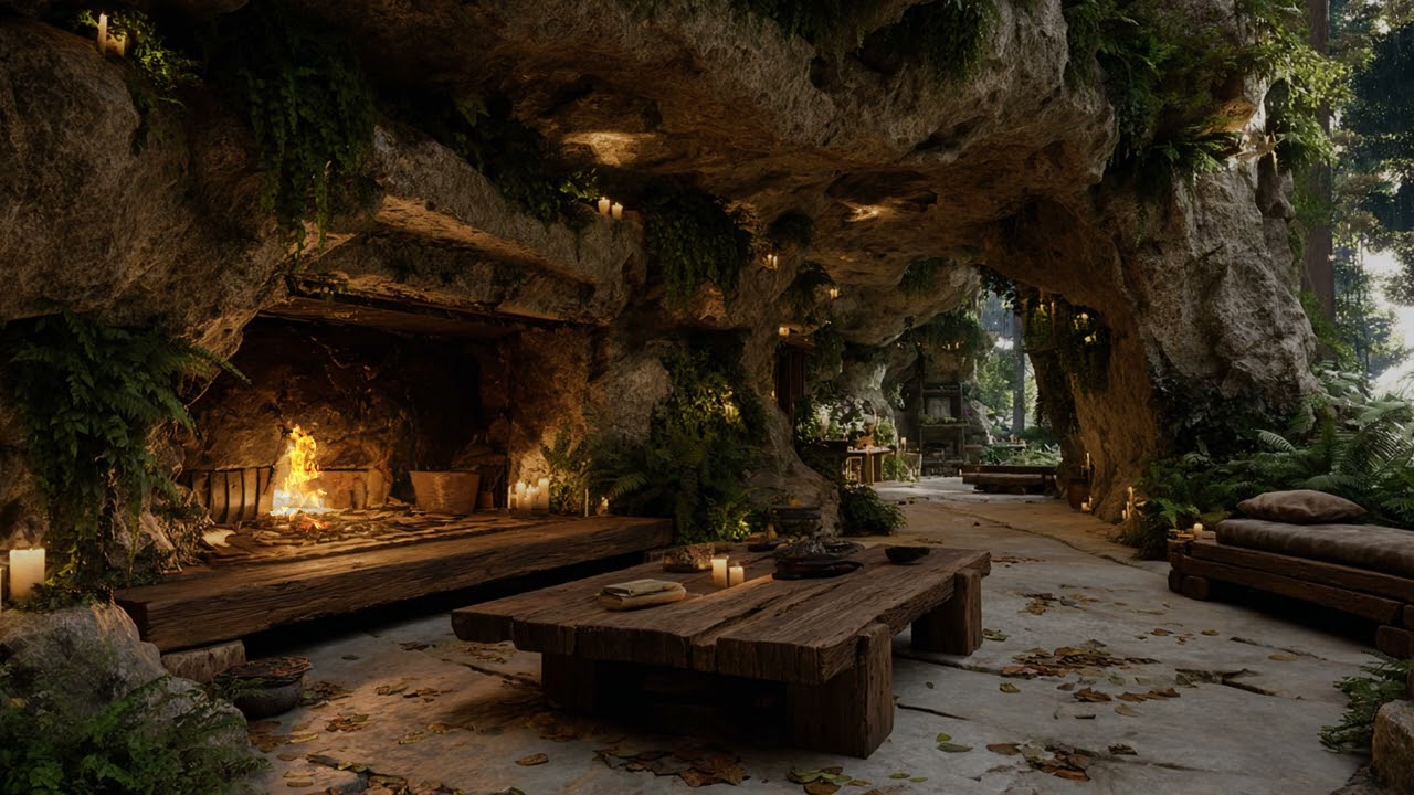 Massive Midnight Storm Inside a Secret Forest Cave | Dark Rain Ambience