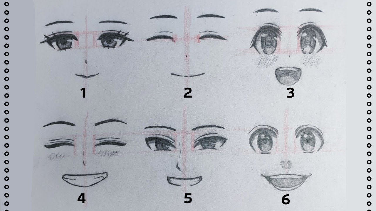 How to draw ANIME FACE - Smile\happy Facial expressions Slow Tutorial for Beginners (No time lapse)
