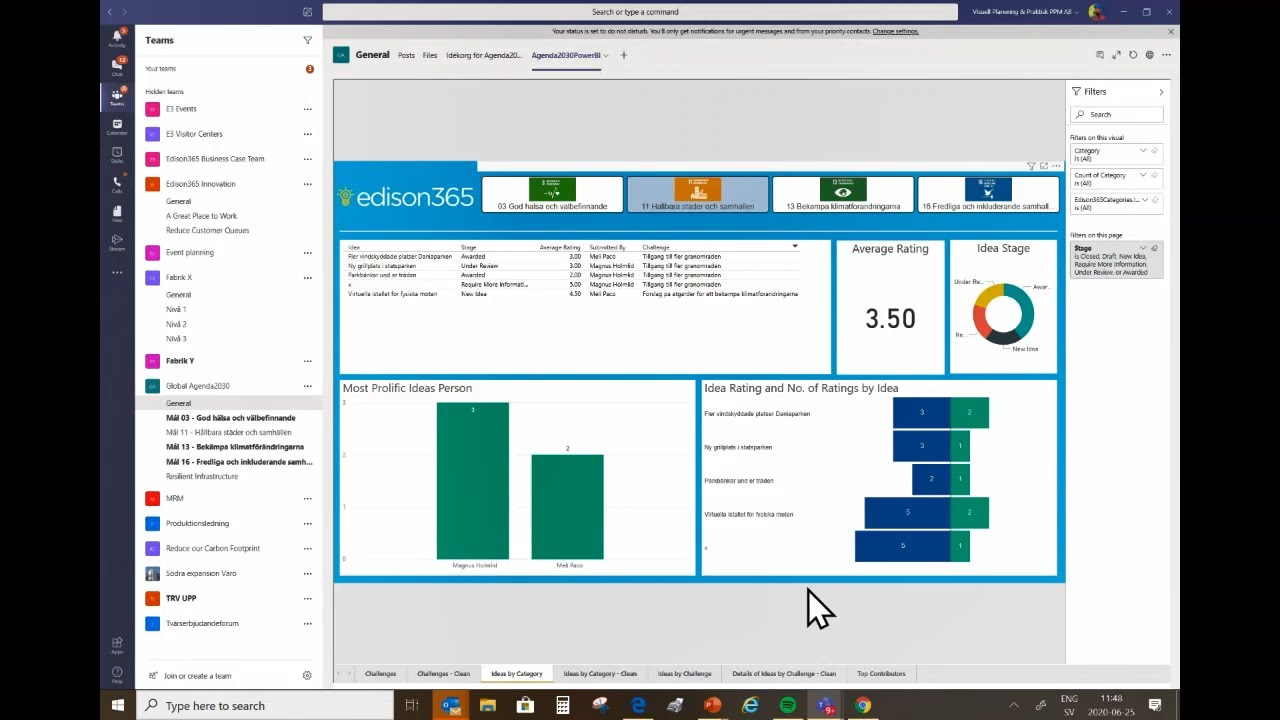 Id&eacute;hantering med Microsoft Teams och edison365ideas