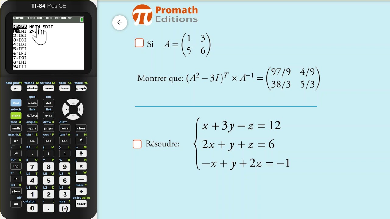 Ti 84 plus Matrices