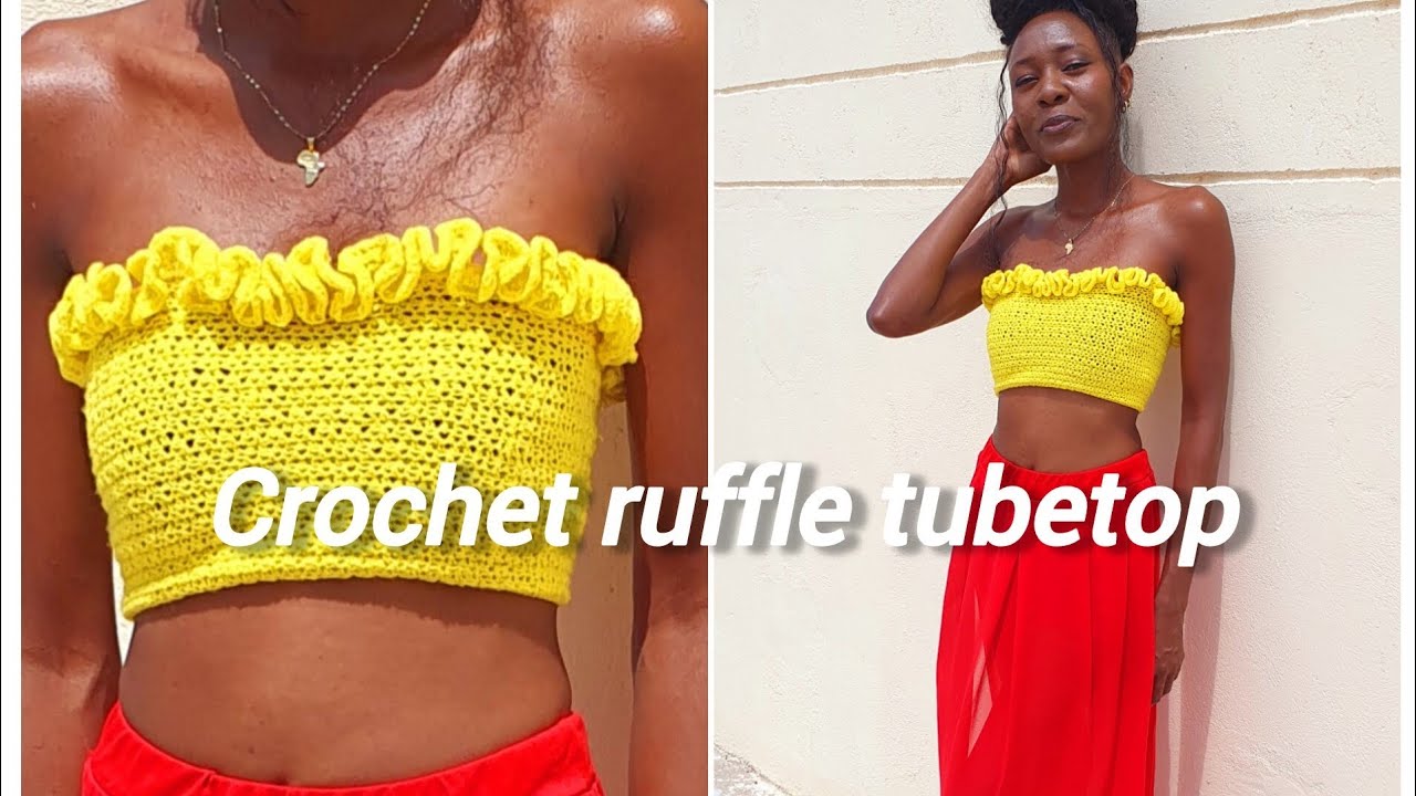 How to crochet a ruffle tubetop/crochet tubetop tutorial..