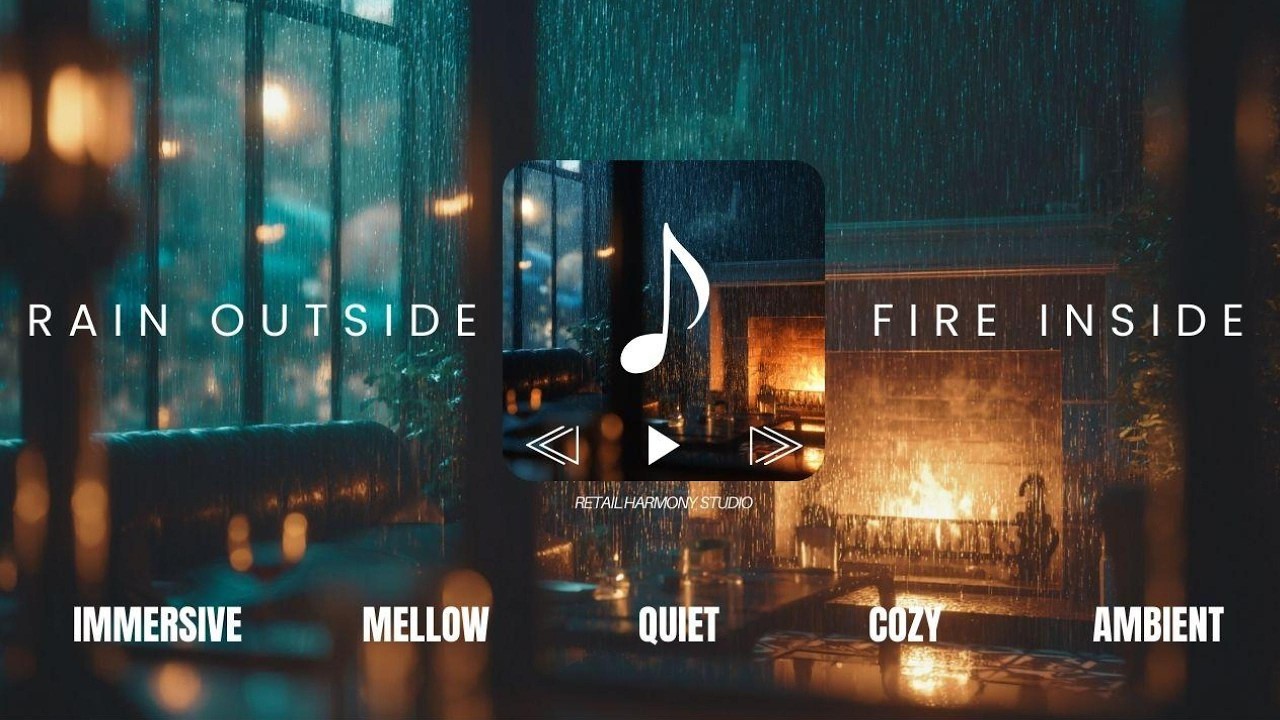 Rain Outside, Fire Inside ☕🔥 Cozy Fireplace Coffee Shop Ambience for Deep Focus