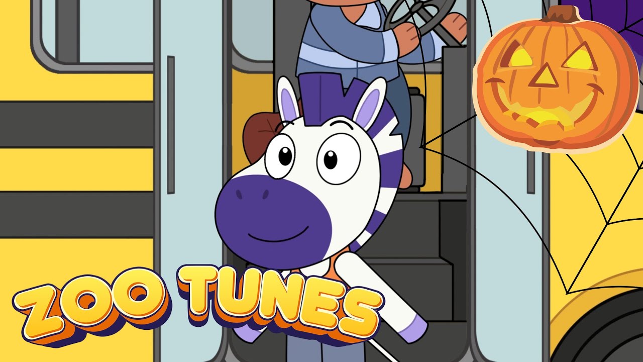 Wheels on the Bus 🎃 HALLOWEEN VERSION | Zoo Tunes Nursery Rhymes & Kids Halloween Songs