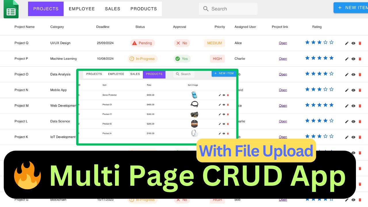 Google Sheets | Multi Page CRUD Web APPLICATION #appsscript #webapp