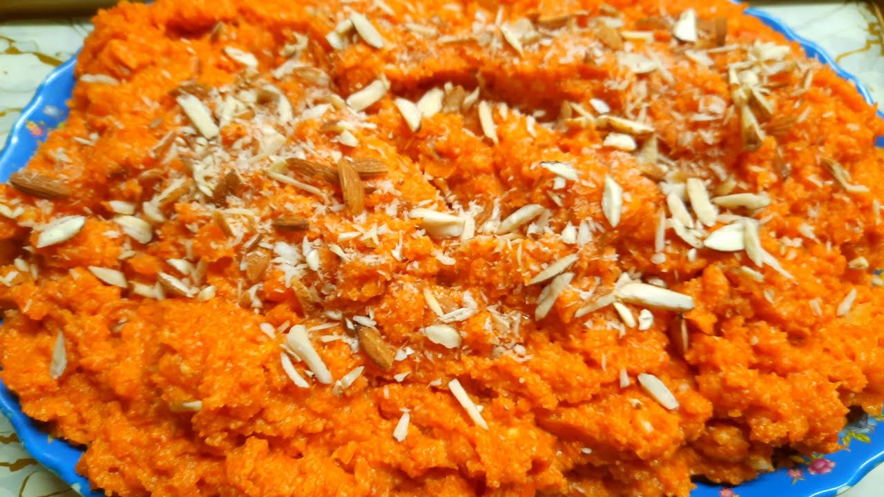 Gajar ka Halwa گاجر کا حلوہ بغیر كدوكش|Carrot Halwa|No khoya/grating|حلوة الجزر بدون حليب مكثف