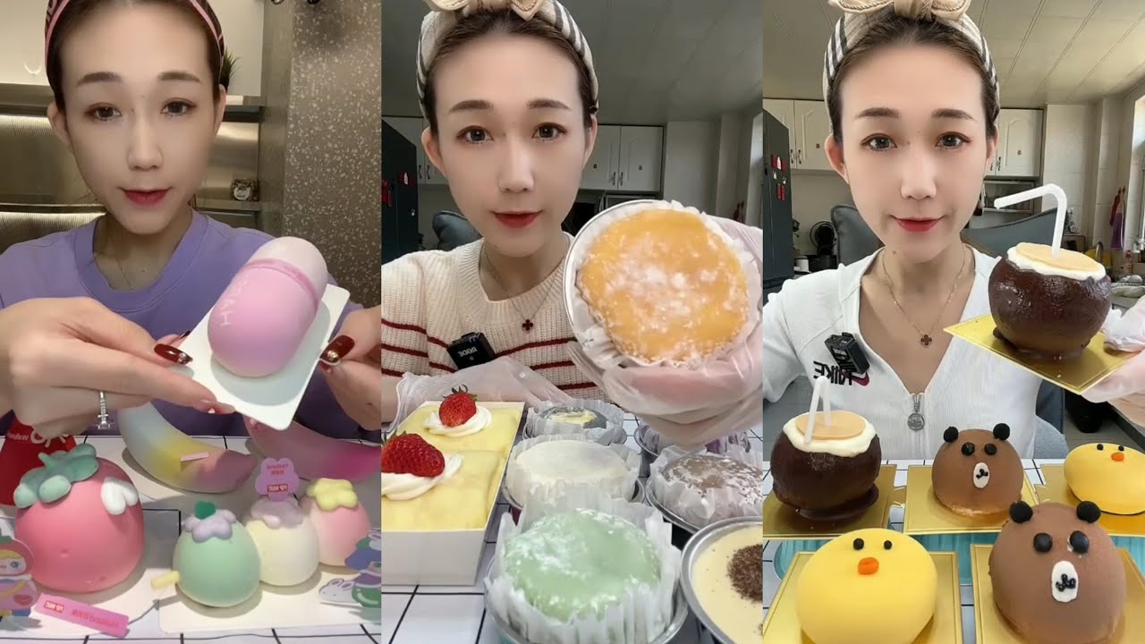 ASMR 🧁Mousse Cake,Colorful Mochi,Mini Cake, Coconut Cake | Soft & Satisfying Eating Sounds #asmr