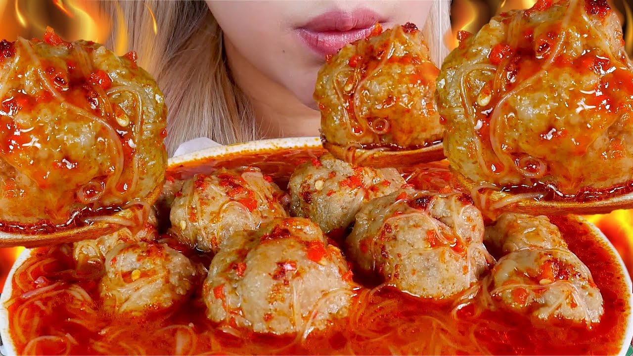 SADIS❗️ASMR BAKSO URAT BOGEM SOUN KUAH PEDAS 🥵💥SPICY BEEF TENDON MEATBALL