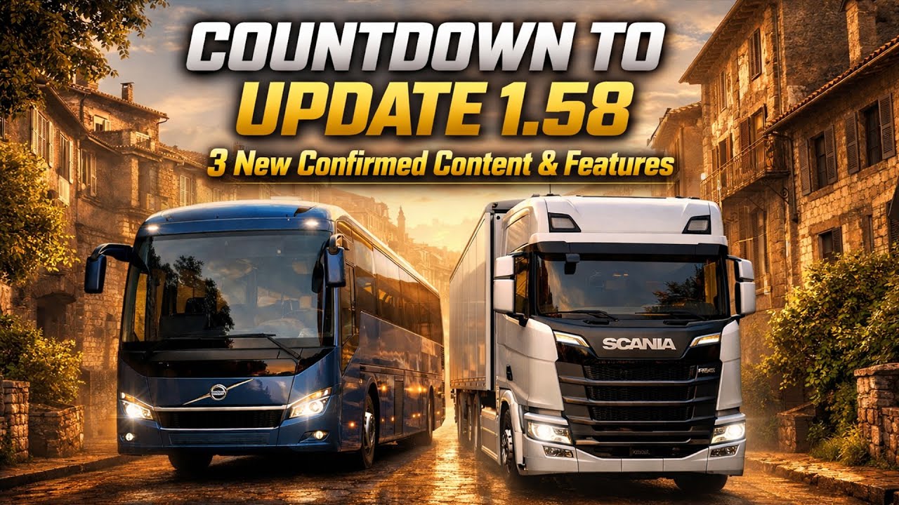 Обратный отсчет начался… Обновление 1.58 для ETS2 и ATS добавляет 3 новых элемента.