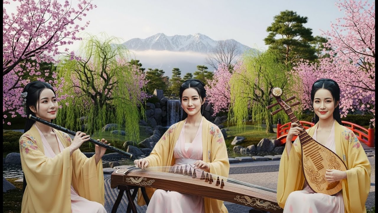 Pipa, Guzheng & Bamboo Flute with Flowing Stream | Deep Sleep & Relaxation | 3 Hours