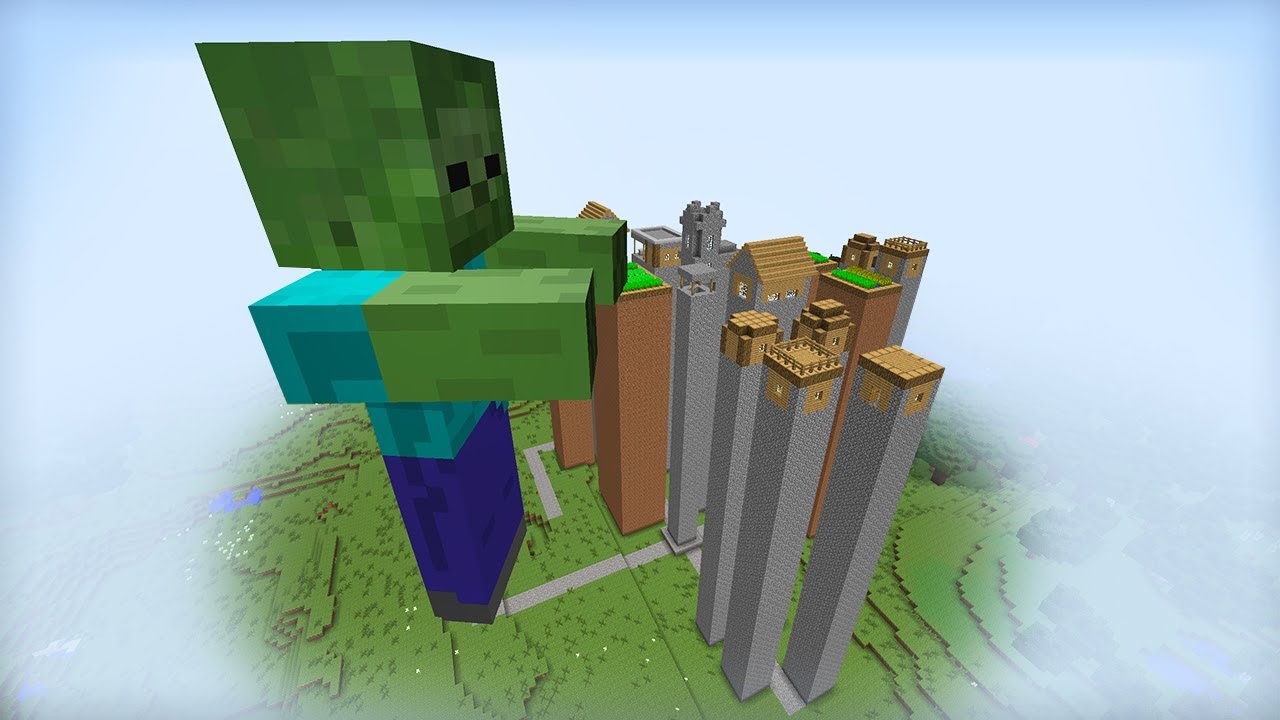 ZOMBIE GIANT ATTACKED THE HIGHEST VILLAGE OF RESIDENTS IN MINECRAFT | Minecraft Compote