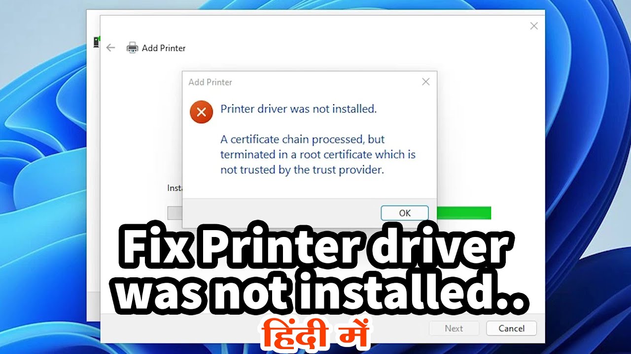 How to fix Printer Driver Installation error 