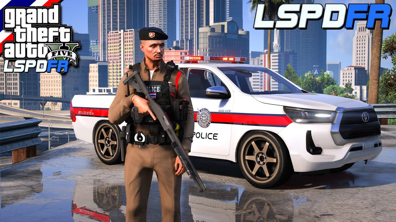 GTA V - LSPDFR มาเป็นตำรวจในเกม GTA V จ่าตั้มเเต่งรถกระบะตำรวจ Toyota Revo รถโหลดเตี้ย #416