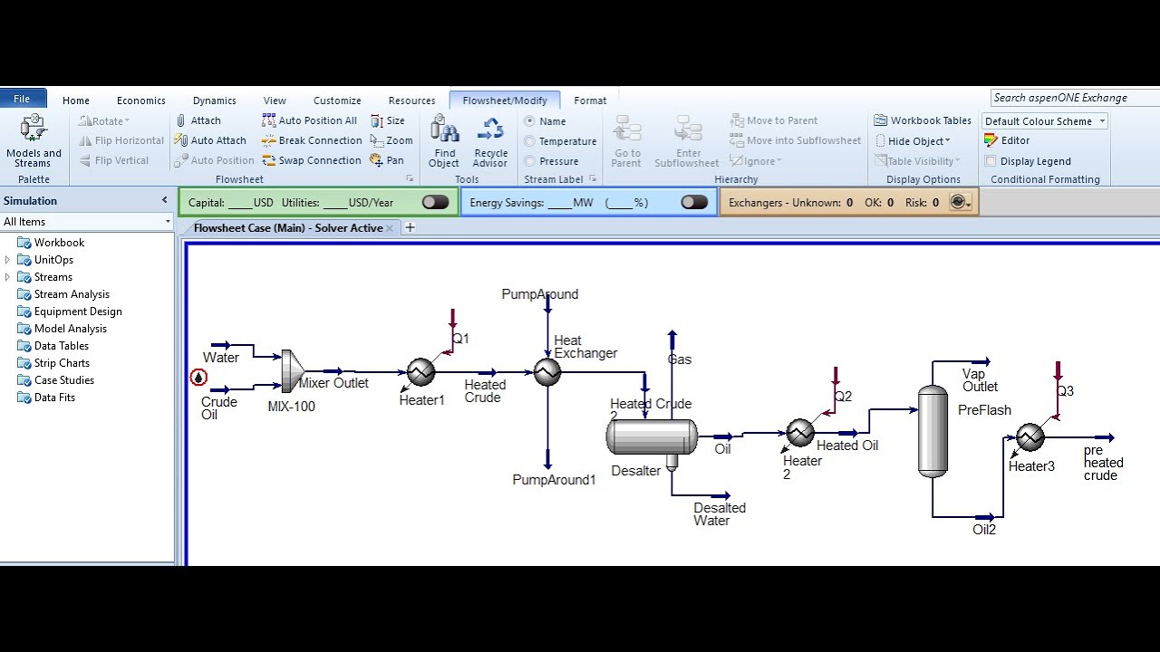 02 Aspen HYSYS: Crude Oil Pre Heat Train